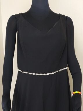 Christina Wu Celebration Black Floor Gown Rhinestone Belt Size 18